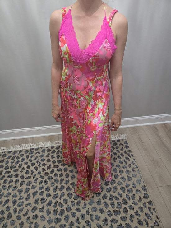 Free People Dresses & Skirts - Free People All A Bloom Pink Floral Lace Trim Maxi Slip Dress